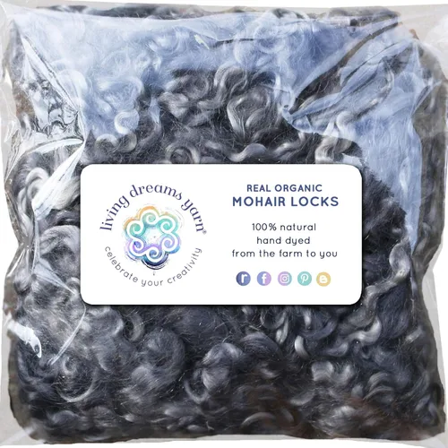 Miniatura 10 de Cerraduras de mohair reales. Fibra de lana teñida a mano para enraizar, fieltro, mezcla, hilado, tapices y adornos. 3 onzas, blanco, marrón, negro