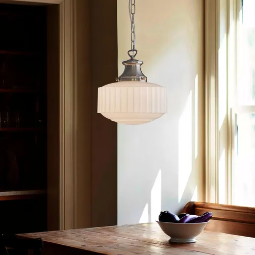 Miniatura 9 de Vintage Milk Glass Pendant Light Fixtures, 10.63" Milk Glass Chandelier, Brushed Nickel Pendant Lights Kitchen Island, Milk Glass Pendant Light for