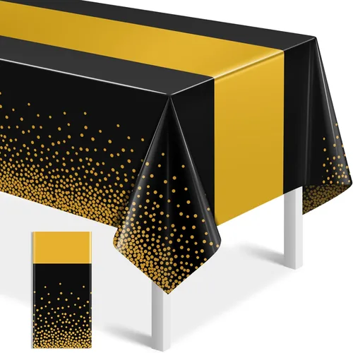 Miniatura 40 de MASHAN 1 mantel negro y azul para decoración de fiesta, mantel de plástico negro impreso azul, funda rectangular desechable para cumpleaños, boda
