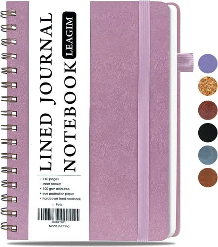Miniatura 10 de LEAGIM Cuaderno rayado en espiral para mujeres y hombres, cuaderno de tapa dura con rayas universitarias para trabajo y toma de notas, diarios