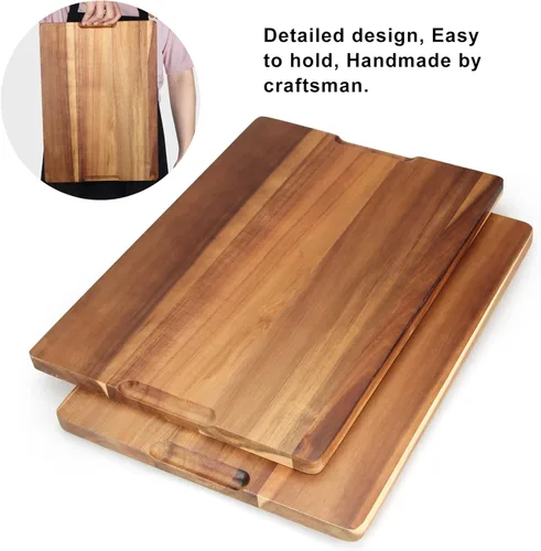 Miniatura 5 de Tablas de cortar decorativas de madera de acacia para cocina, carne, grandes tablas de charcutería, mejor tabla de cortar de madera dura maciza