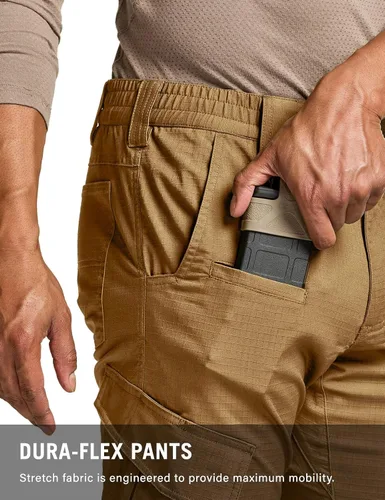 Miniatura 6 de CQR Pantalones tácticos Flex Ripstop para hombre, pantalones cargo elásticos resistentes al agua, pantalones de trabajo ligeros EDC para senderismo