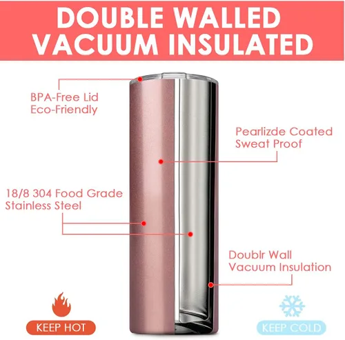 Miniatura 2 de Paquete de 6 vasos delgados de acero inoxidable, vaso de agua de doble aislamiento de 20 onzas con 6 popotes y 3 cepillos, taza de viaje al vacío