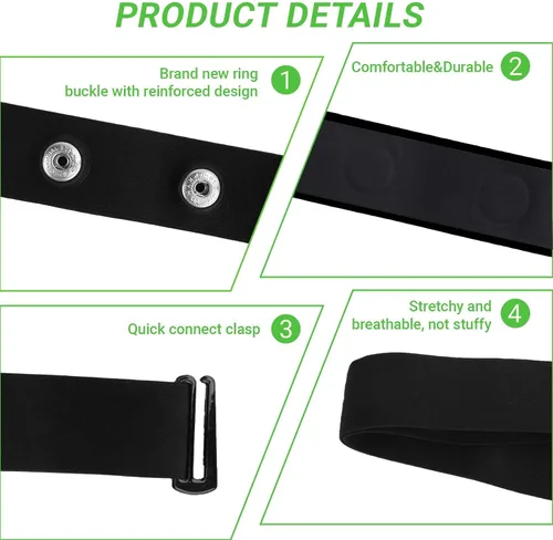 Miniatura 4 de Correa de pecho de repuesto para monitor de frecuencia cardíaca para Polar H10 H9 H7 H1, correas suaves impermeables ajustables compatibles