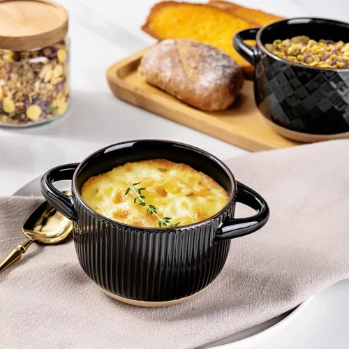 Miniatura 4 de GBhome Cuencos de sopa de 22 onzas con asas y tapas grandes, juego de 4 cuencos de cerámica con cuchara para sopa, cereales, estofado, coloridos
