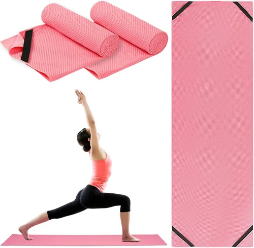 Miniatura 9 de Tenceur Paquete de 2 toallas de sudor de yoga caliente de 24 x 72 pulgadas, antideslizantes, toallas de microfibra absorbente para pilates