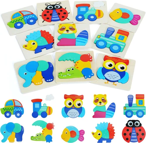 Miniatura 9 de QZMTOY Rompecabezas de madera para niños pequeños, rompecabezas de madera con números, letras y formas para niños pequeños, rompecabezas