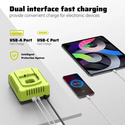 Miniatura 6 de Abeden Reemplazo de 3.0Ah para cargador de batería Ryobi de 18 V y combo de batería con puerto USB, compatible con herramientas eléctricas