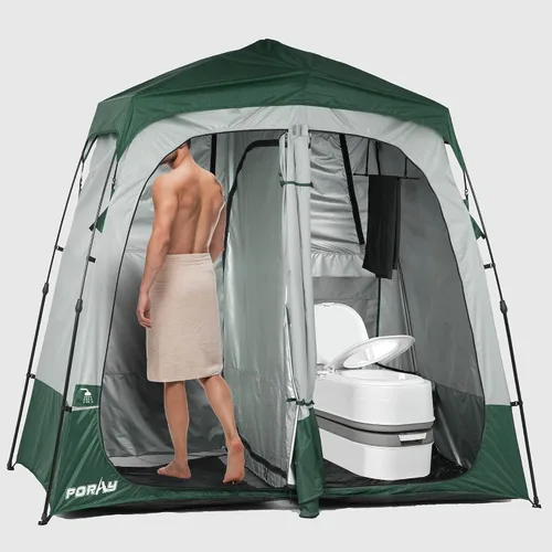 Miniatura 12 de Porayhut Camping Shower Tent Deluxe Changing Room Easy Set Up Privacy Shelter,Large Toilet Tent with Floor Drain Design for Beach, Camping,Hiking