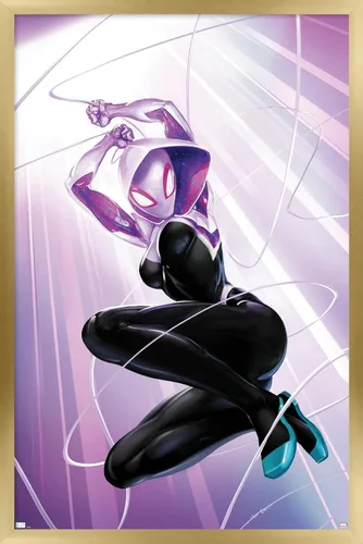 Miniatura 14 de Marvel Comics Ghost Spider - Póster de pared #1, 22.4 pulgadas de largo x 14.7 pulgadas de ancho, versión enmarcada de madera de granero