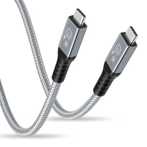 Miniatura 9 de Duttek Cable corto USB C a USB C de 40 Gbps, 1.6 pies/19.7 in, soporta 100 W PD, video de 8K a 60 Hz, trenzado de nailon, para iPhone 15, portátil
