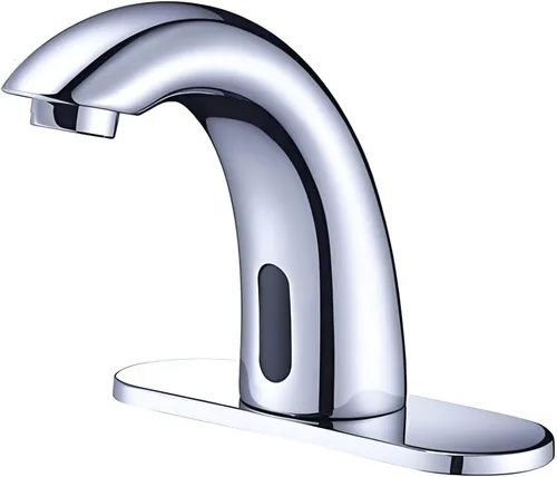 Miniatura 8 de Grifo de lavabo de baño sin contacto – Sensor de movimiento automático – Funciona con pilas para lavabo comercial, níquel cepillado