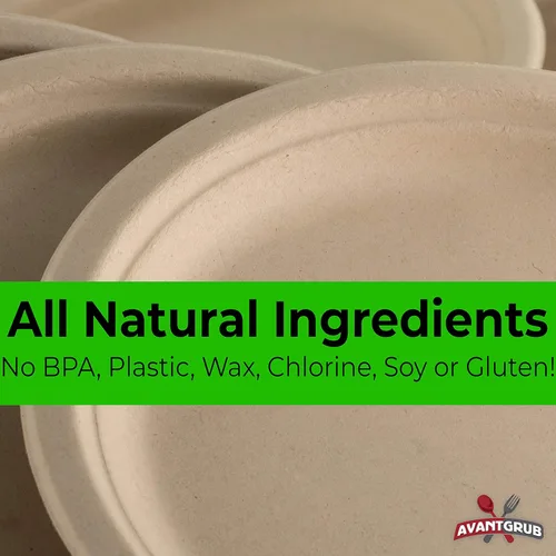 Miniatura 2 de Platos biodegradables de grado profesional de 10 pulgadas. Paquete de 25 unidades a granel ideal para almuerzos, cenas y comidas compartidas.