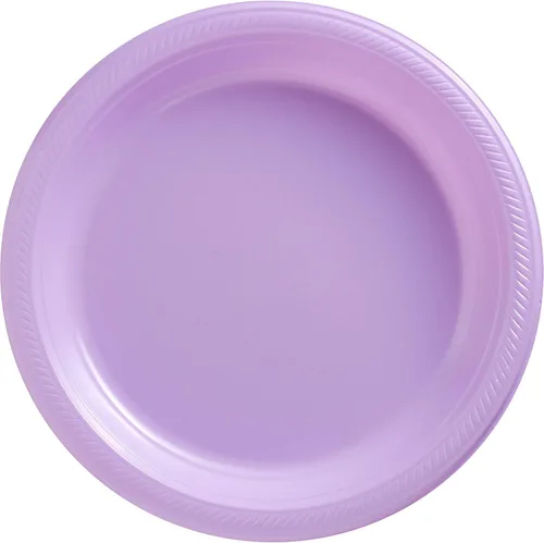 Miniatura 10 de Platos redondos de plástico desechables de color rosa brillante, 10.25 pulgadas (paquete de 50), vajilla resistente para fiestas, eventos y uso