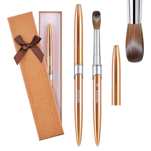 Miniatura 15 de Kolinsky - Brocha de uñas acrílicas 100% tamaño 8, pincel de arte de forma redonda para manicura profesional de uñas (#8, dorado)