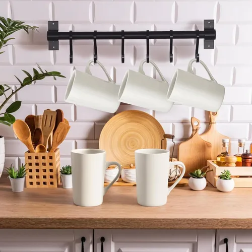 Miniatura 7 de Juego de 6 tazas de café grandes de cerámica de 14 onzas, tazas grandes de cerámica con asa, tazas blancas para té, cerveza, cacao, leche, juego
