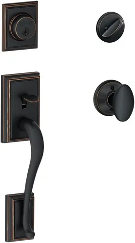 Miniatura 22 de Schlage F60 ADD 622 PLY Addison - Juego de manijas de entrada frontal con perilla Plymouth, cerrojo con llave de 1 lado, negro mate Mate negro