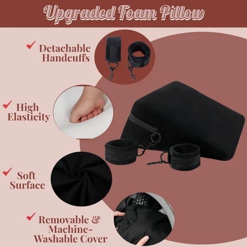 Miniatura 4 de KBYHZ Sex Furniture Almohada de espuma con esposas Posición Cojines Posicionamiento Almohadas Negro