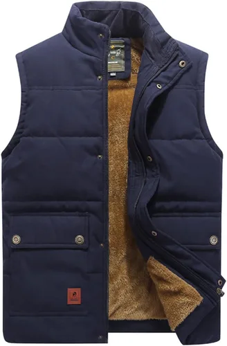 Miniatura 32 de Chaleco acolchado de invierno cálido para hombre, con forro polar grueso, sin mangas, chaqueta sin mangas