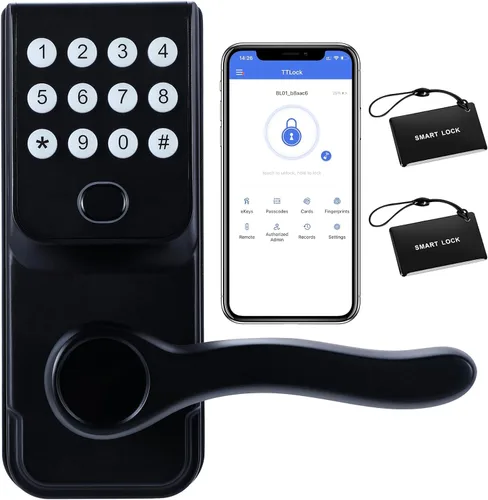 Cerradura de puerta inteligente con huella dactilar sin llave: cerradura electrónica digital LORVIBO con código de contraseña, perilla de puerta