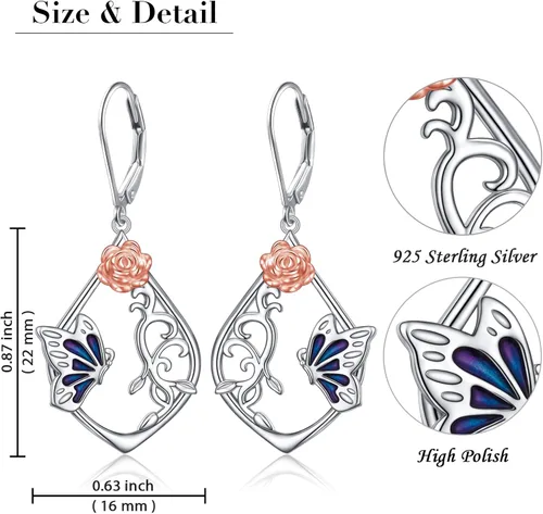 Miniatura 5 de Aretes colgantes de filigrana de plata de ley 925, margarita, loto, flor de rosa, piedra lunar, lágrima para mujer, nudo celta infinito, margarita