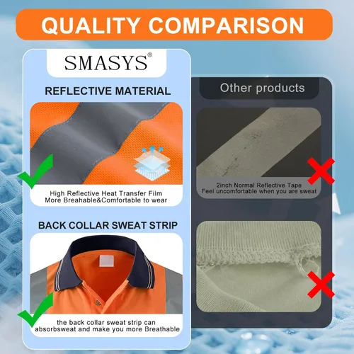 Miniatura 4 de SMASYS Polo de Seguridad Alta Visibilidad Naranja