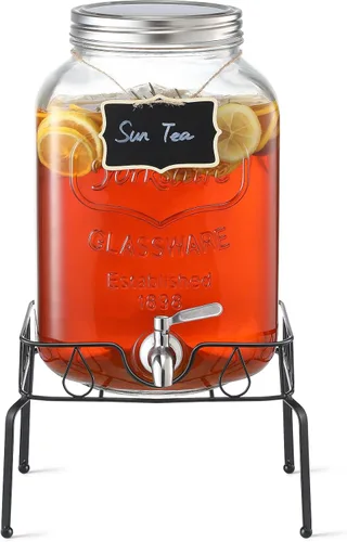 Miniatura 8 de Dispensador de bebidas de vidrio de 2 galones, grifo y tapa de acero inoxidable 18/8 - Dispensadores de bebidas de vidrio para fiestas