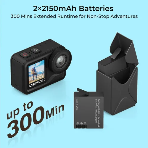 Miniatura 3 de icefox Cámara de acción 4K 60FPS 20MP, bajo el agua con EIS, 5XZoom, soporte de aplicación edición de video y fotos, cámara impermeable WiFi control