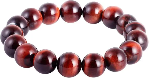 Jewever Pulsera de ojo de tigre natural para hombres y mujeres, piedras preciosas elásticas, cuentas de piedra natural, 0.472in, elástica, unisex