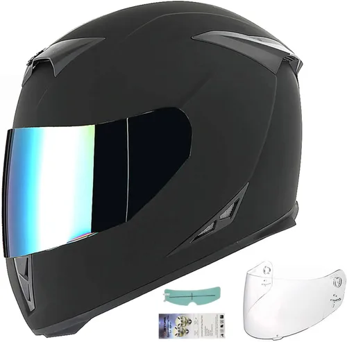 1Storm Casco integral para motocicleta Skull HJK311 + un escudo extra transparente + una película antivaho