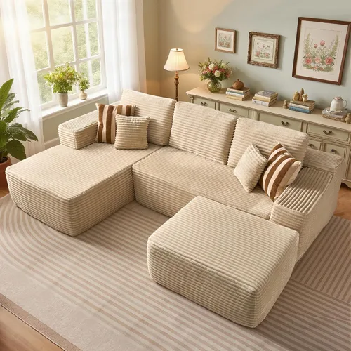Miniatura 47 de 106" Cloud Boneless Couch with Chaise, L-Shape Deep Seat Sectional Couches, No Assembly Required, Convertible Modular Sleeper Sofa Bed, Living Room