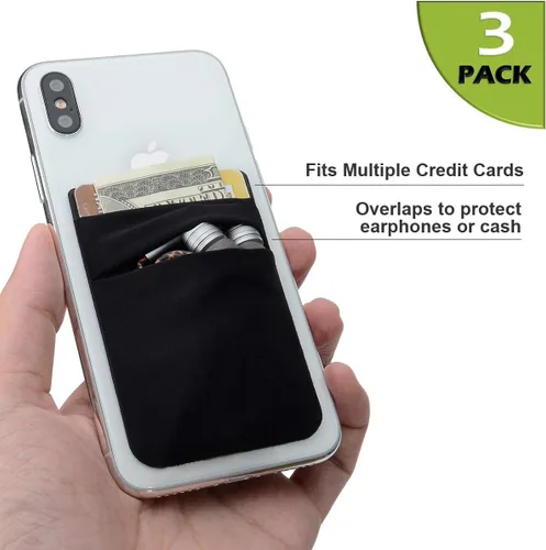 Miniatura 2 de Hoblaze Funda elástica para tarjetas de crédito, con bolsillo para tarjetas de crédito, funda adhesiva 3M, compatible con teléfonos inteligentes
