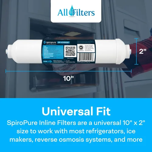Miniatura 4 de SpiroPure Filtro en línea NSF Coconut Shell Filtro de agua de carbono granular con conexión rápida de 1/4", 2" x 10" (paquete de 1)