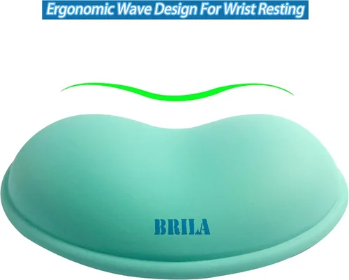 Miniatura 3 de BRILA Reposamuñecas ergonómico de silicona para mouse, gel de sílice refrescante, almohadilla de soporte de muñeca de piel sintética para oficina