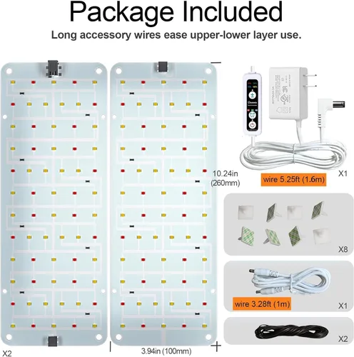 Miniatura 8 de Panel de luz de cultivo para plantas de interior, luz LED ultrafina de espectro completo de 20 W para estante y gabinete, regulable con temporizador