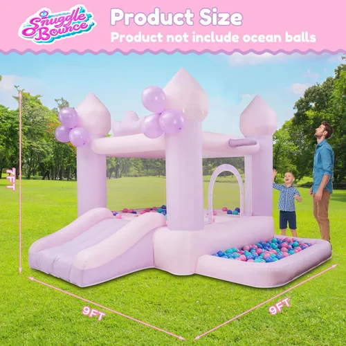 Miniatura 3 de Casa de Rebote Inflable de 9 Pies Rosa/Morada, Trampolín para Niños Pequeños Adecuado para Niños de 3-6 Años, Regalos de Fiesta