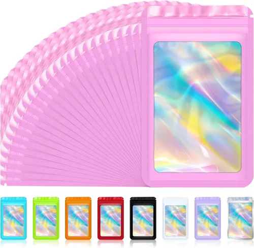 Miniatura 9 de Jetmore 100 piezas Bolsas Holográficas Mylar Resellables para Pequeñas Empresas Bolsa de Embalaje Sellable para Dulces Almacenamiento de Alimentos