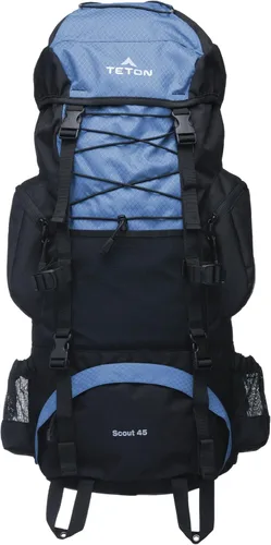 Miniatura 12 de Teton - Mochila con marco interno Scout de 55L para senderismo, camping, mochilero, viajes, cubierta de lluvia incluida, Huckleberry Arándano