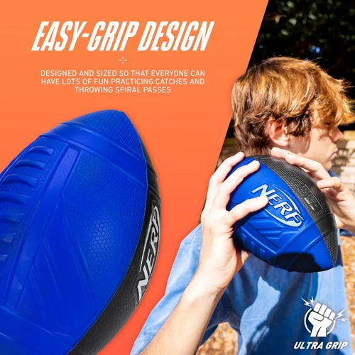 Miniatura 7 de Nerf Pro Grip - Pelota de fútbol americana, azul, pelota de espuma clásica, fácil de atrapar y lanzar, juguetes deportivos, regalos de Navidad