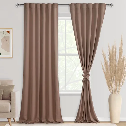 Miniatura 46 de DWCN Cortinas opacas con pestaña trasera para ventana - Cortinas opacas con bolsillo para barra para oscurecer la habitación para dormitorio/sala