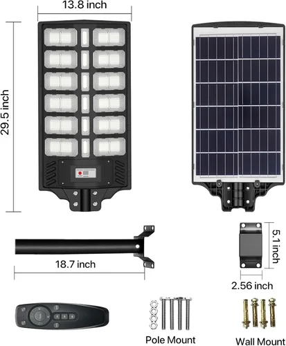 Miniatura 8 de 8000 W Luces de calle solares al aire libre - Luces solares al aire libre impermeables con sensor de movimiento, luces de estacionamiento