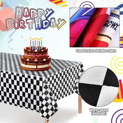 Miniatura 4 de Irenare Los suministros de fiesta de Monster Truck incluyen 1 telón de fondo de camión monstruo, 1 mantel de bandera de plástico a cuadros, telón