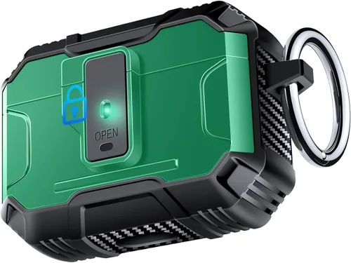Miniatura 30 de Amoured AutoPOP - Funda para AirPods Pro de 1ª generación con cerradura y llavero, protección resistente de 360° y mecanismo de apertura de 1 clic