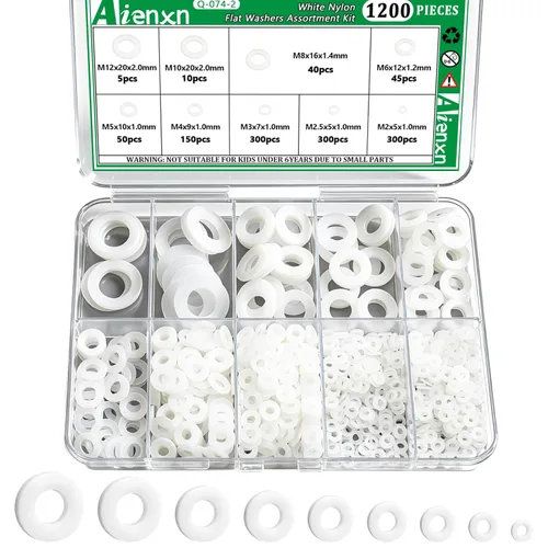 Miniatura 13 de Kit de surtido de 270 piezas de arandelas planas, 8 tamaños SAE -1/2, 3/8, 5/16, 1/4, 12#, 10#, 8#, 6#, (18-8) arandelas de acero inoxidable 304