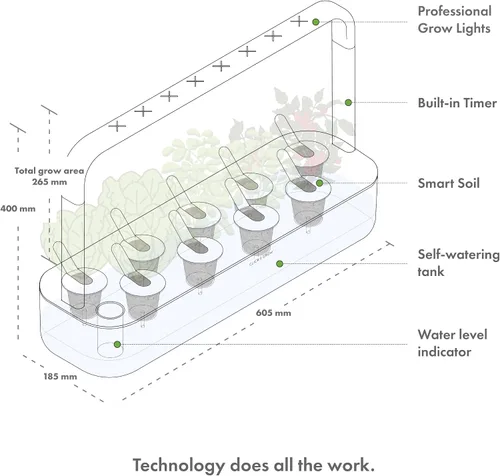 Miniatura 6 de Click and Grow Smart Garden 9 - Jardín para interiores (incluye 3 macetas de mini tomates, 3 de albahaca y 3 de lechuga verde), color gris