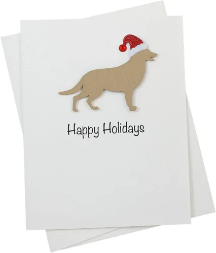 Miniatura 27 de Black Doodle Bernedoodle - Tarjetas de Navidad (10 unidades), hechas a mano, base blanca, perro con sombrero de Papá Noel Negro