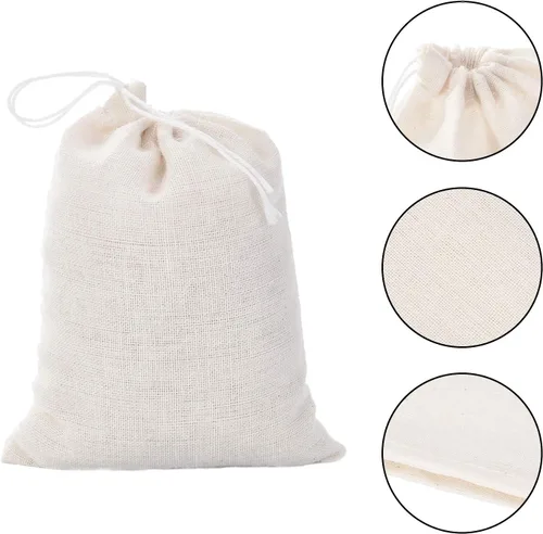 Miniatura 3 de Tatuo Paquete de 200 bolsas de muselina de yute con cordón, bolsas de saquito multiusos de lona y lino para té, joyería, recuerdos de boda, fiesta