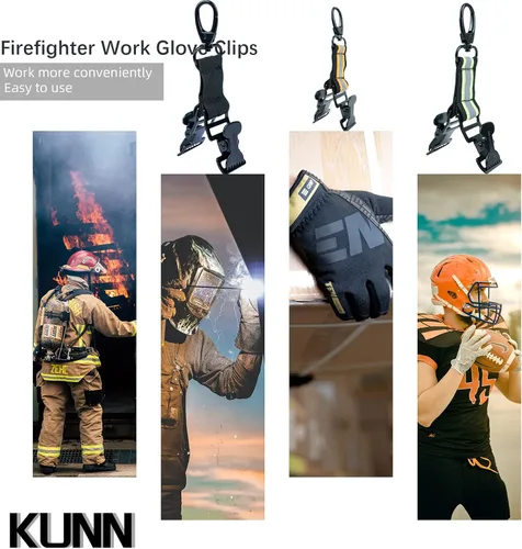 Miniatura 6 de KUNN Correa de guante de bombero, clips de soporte de guante de seguridad para el trabajo con clip de cocodrilo Naranja