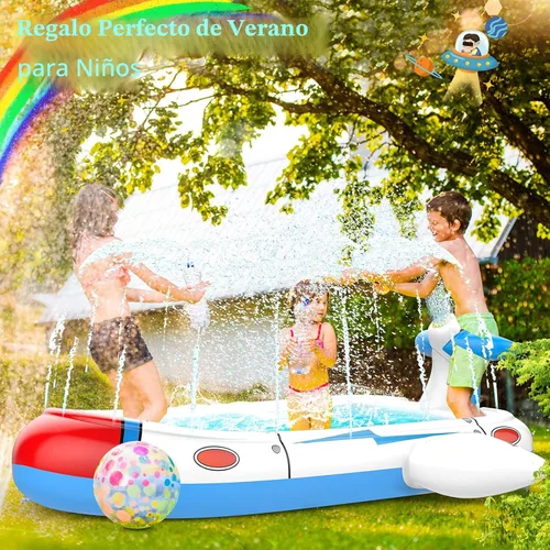 Miniatura 6 de Kiddie - Alfombrilla de piscina para niños (68 pulgadas), piscina inflable 3 en 1 para niños de 3 a 8 años, tapete de juego acuático para patio