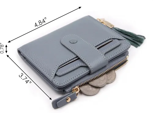 Miniatura 5 de Mini cartera plegable de cuero suave con protección RFID, para mujer, con funda para tarjeta, con ventana de identificación, monedero